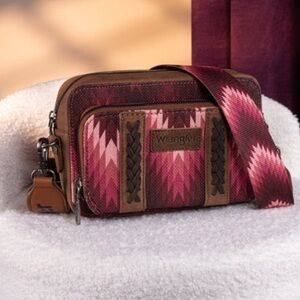 Wrangler Southwestern Pattern Print Crossbody Purse with wallet Compartment